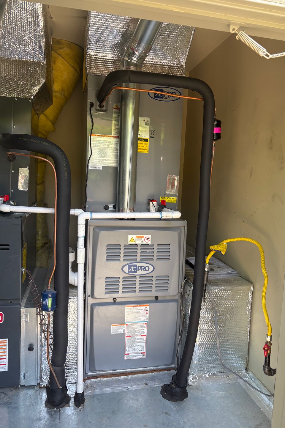 High-efficiency residential furnace and HVAC air handler professionally installed with ductwork by SoCal Air Conditioning & Heating in the Coachella Valley, California 