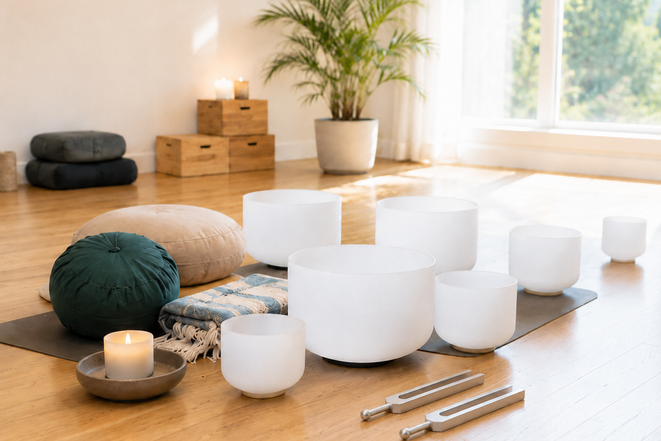 Sound healing experience with bowls.soundforks