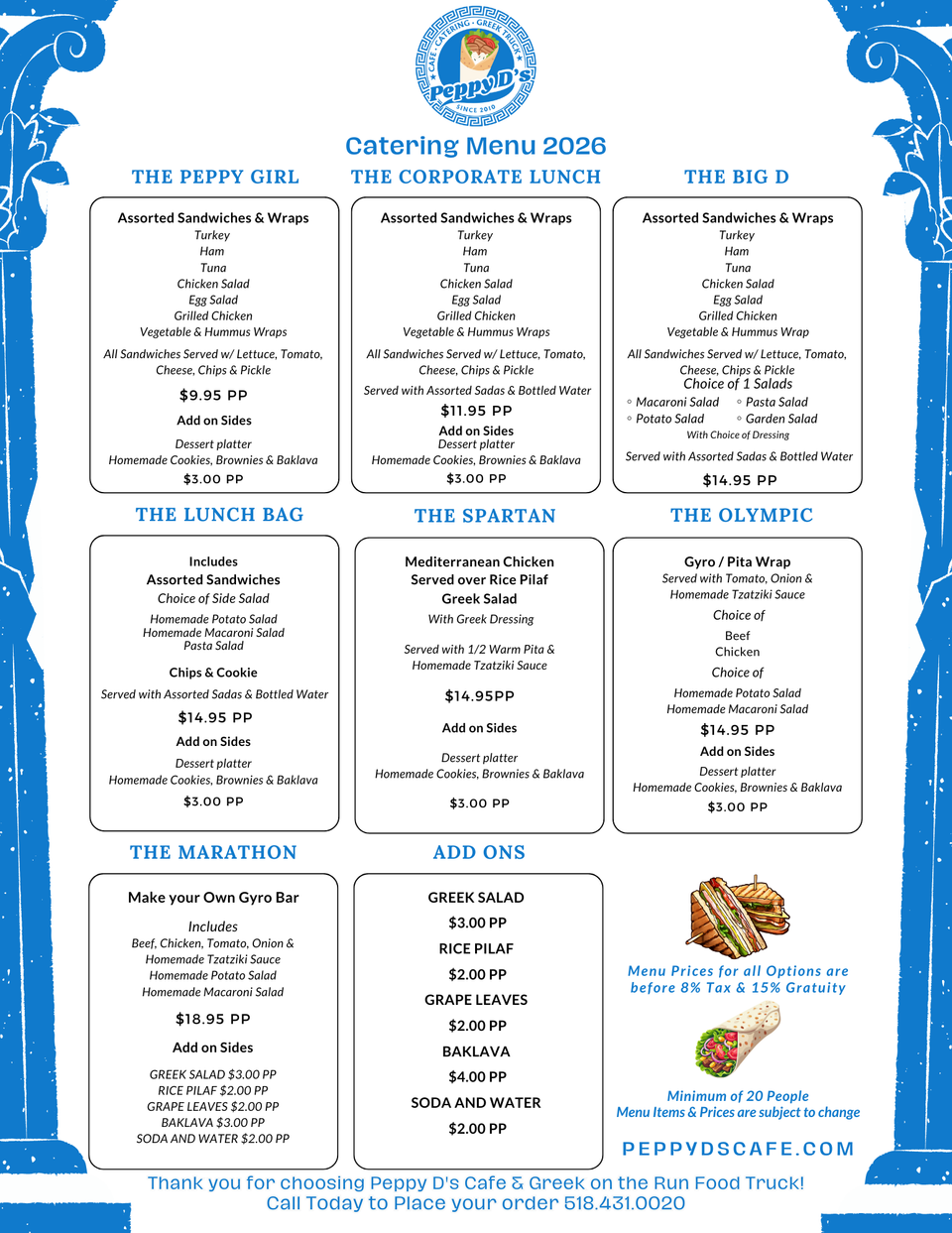 Peppy d's catering menu 2026 (8.5 × 11 in)
