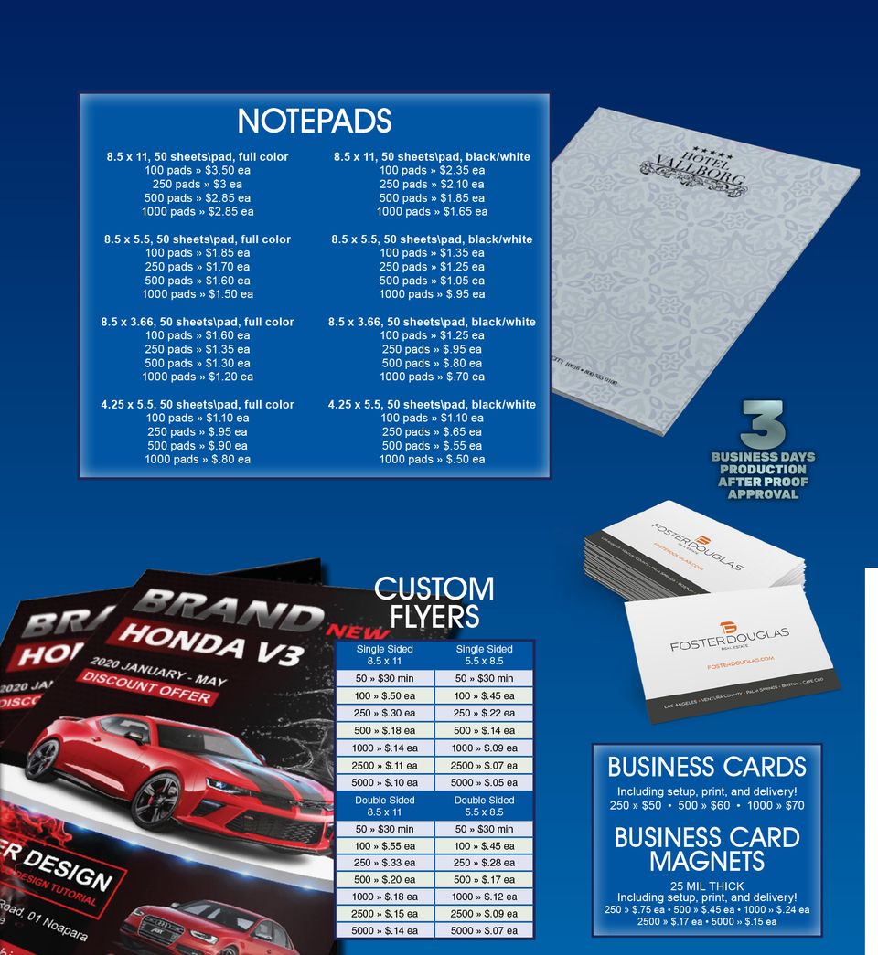 Notepads flyers   business cards