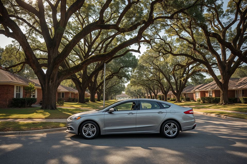 Lucid realism professional photo of photorealistic photo of a clean silver midsize sedan parke 0