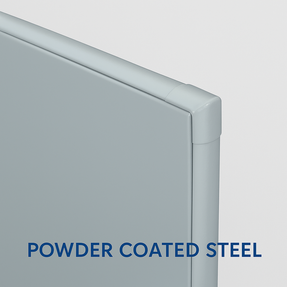 Powder coated steel bathroom partition example