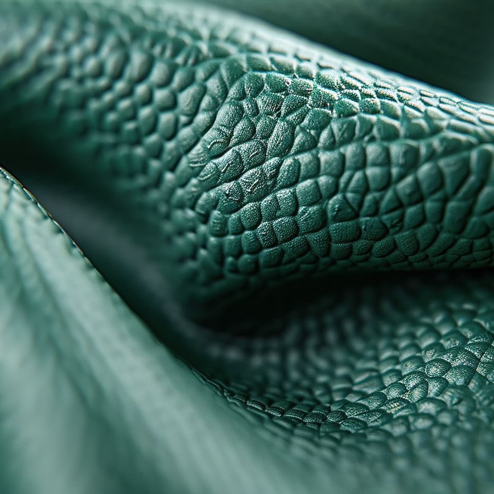 Green textured leather