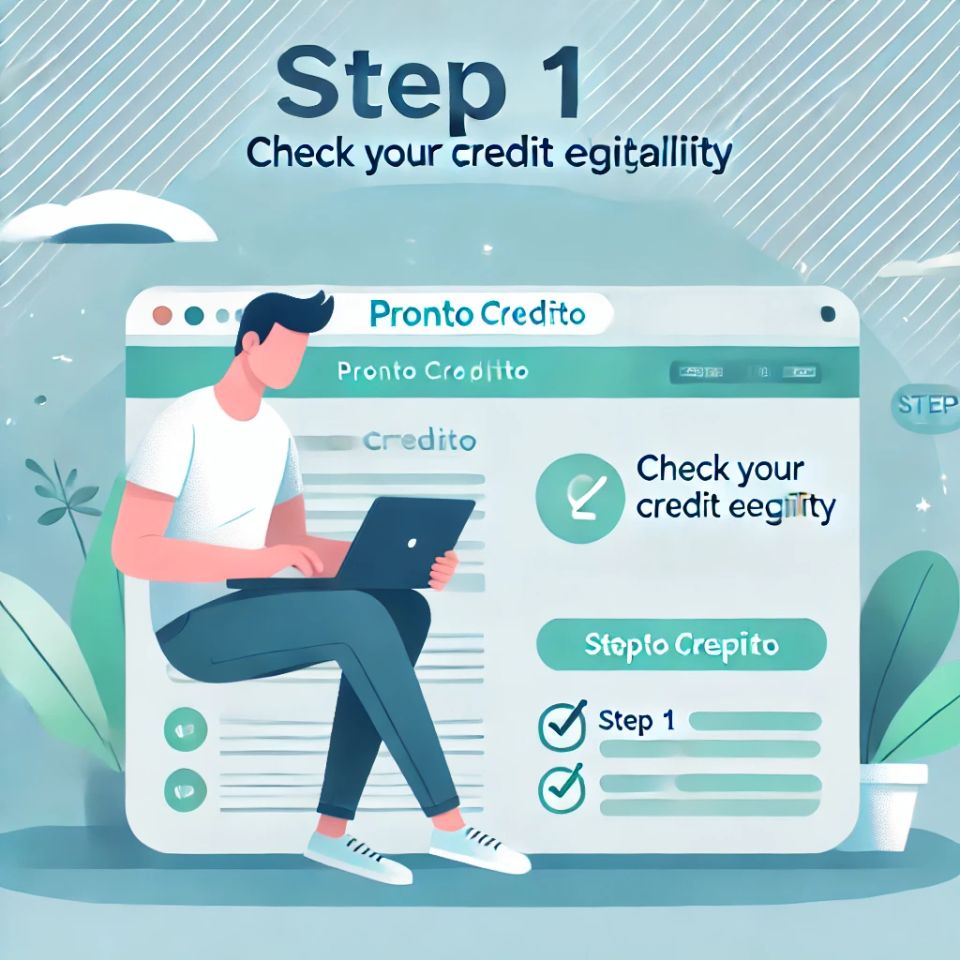 Dall·e 2025 01 22 12.06.22   step 1 image for pronto crédito website homepage  a clean and professional illustration of a person checking their credit score on a laptop or phone  