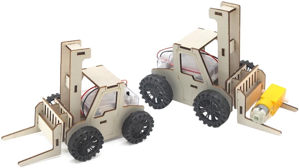 05. okyn g6626 forklift basic version diy science kit 3d wooden puzzles assembly model set educational toys for boys   girls (1 2)