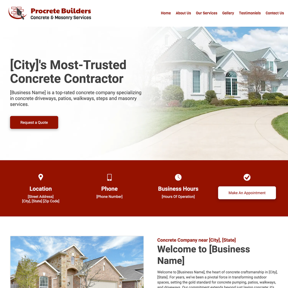 Concrete masonry website design template