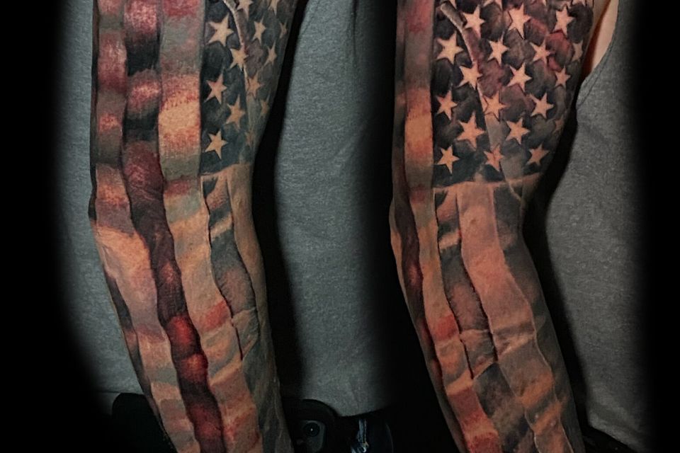 Josh american flag sleeve coverup