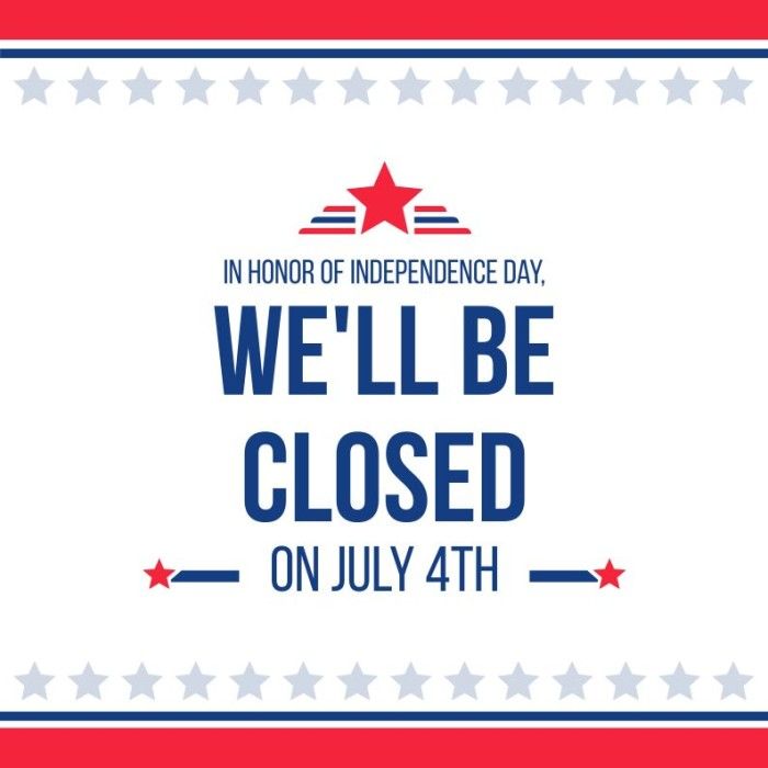 Closed july 4th