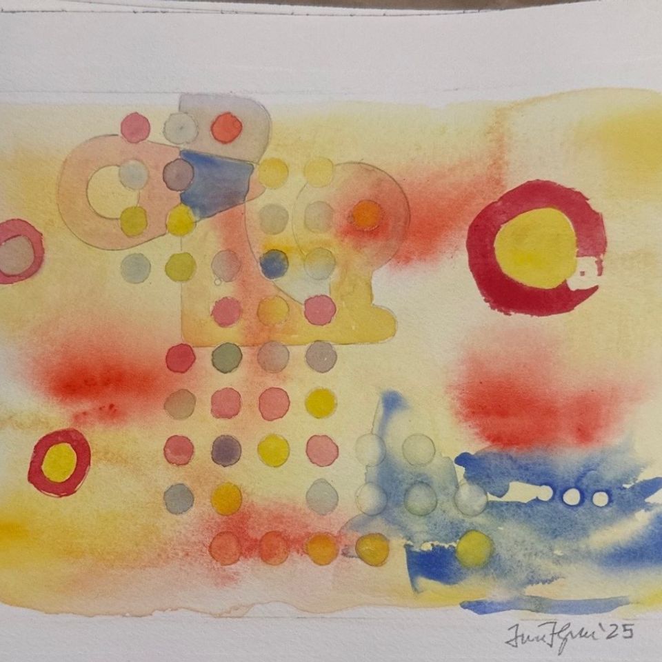  composition 8 (red circle)  9x12 watercolor