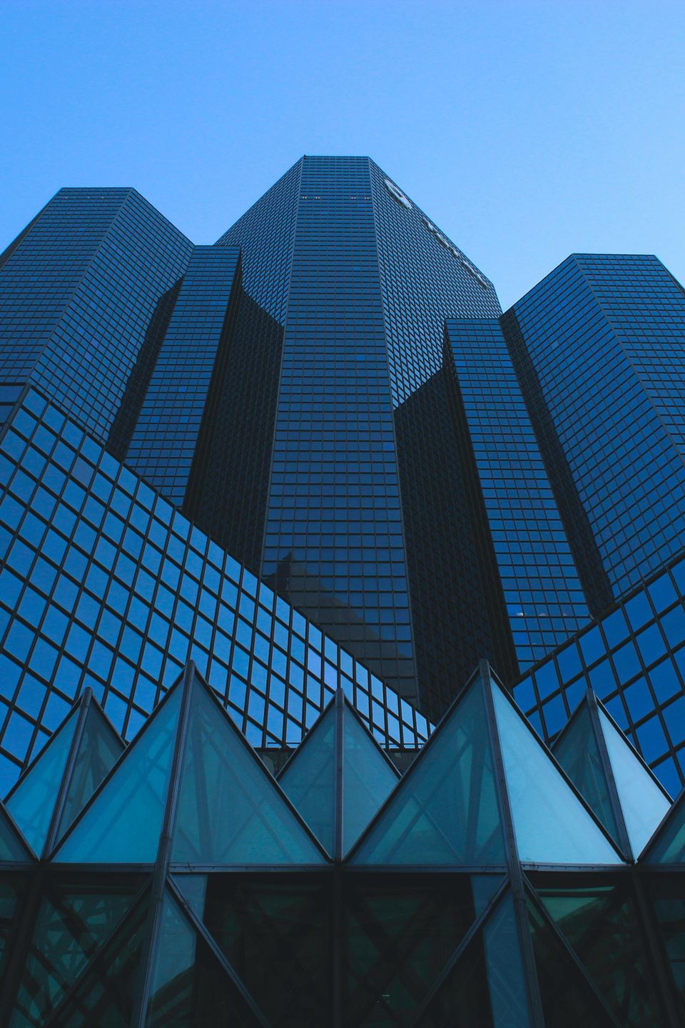 Commercial office buildings looking up