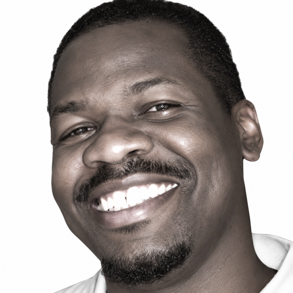 Joyful black and white portrait