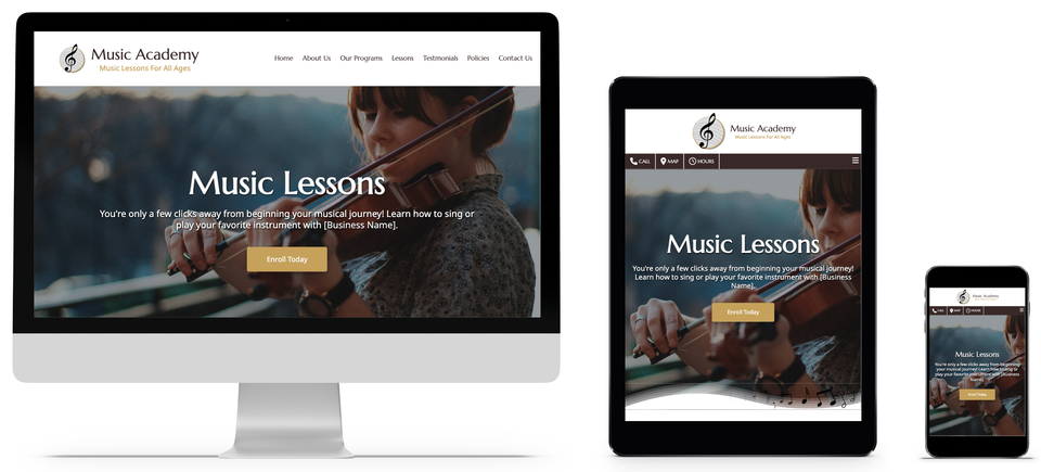 Music lessons instruction website design