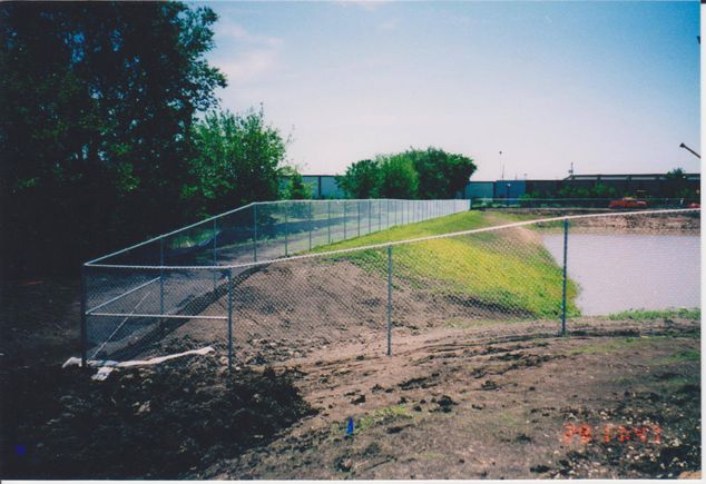 Chain link fence on a slope