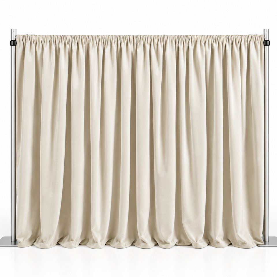 Ivory draped curtain backdrop