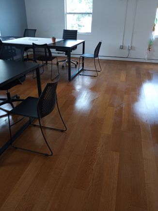 Small office focusing on polished floor