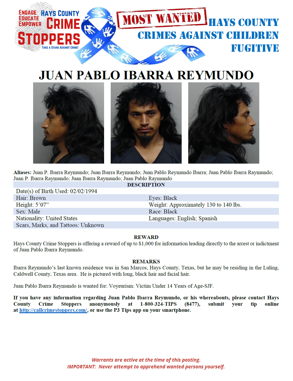 Ibarra raymundo most wanted poster