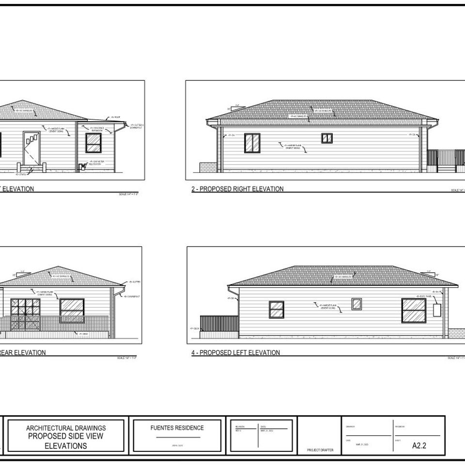 Fuentes residence side view elevations (proposed)