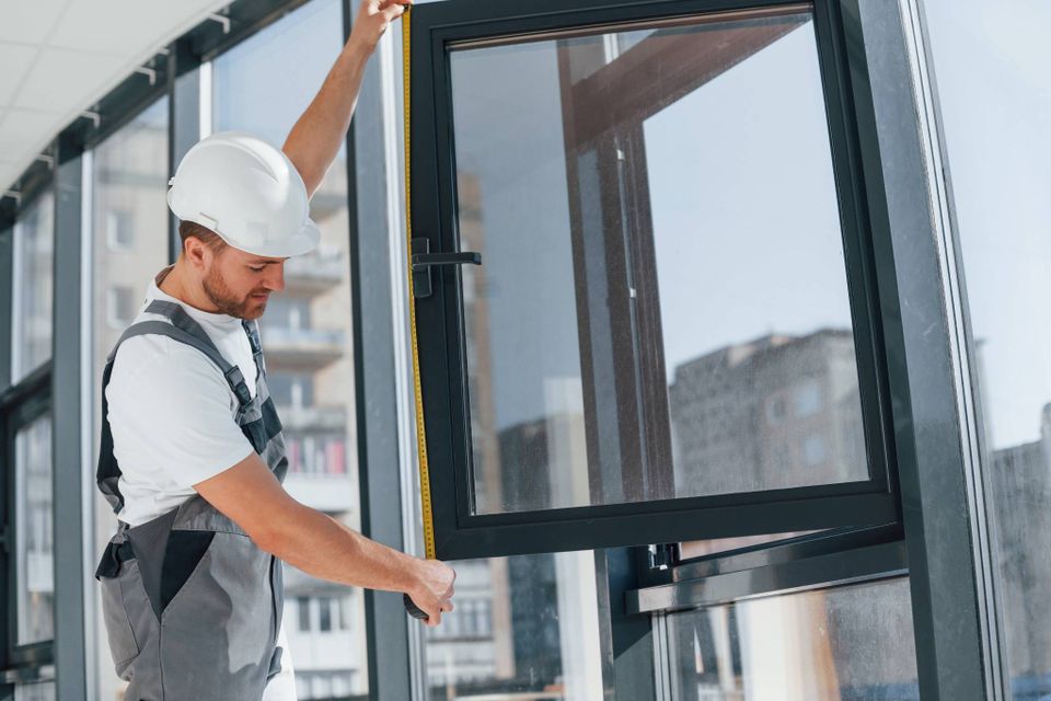 man installing windows