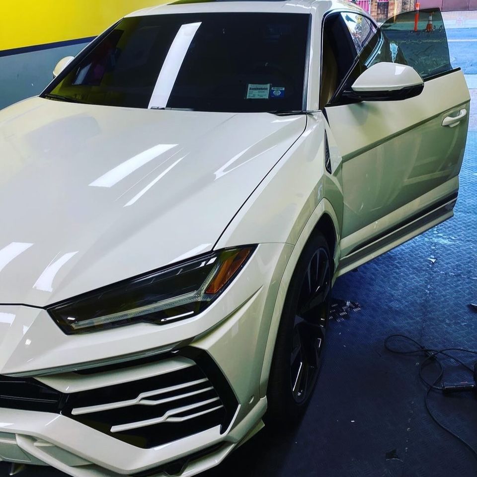 Ceramic window tints on white car