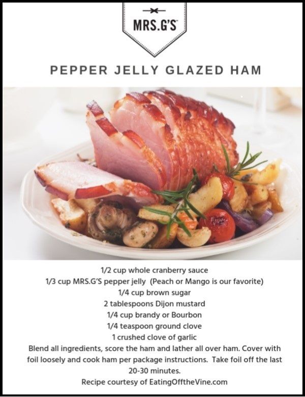 Pepper jelly glazed ham