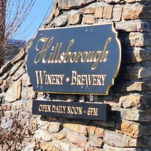 Sign board of hillsborough winery & brewery near in Virginia