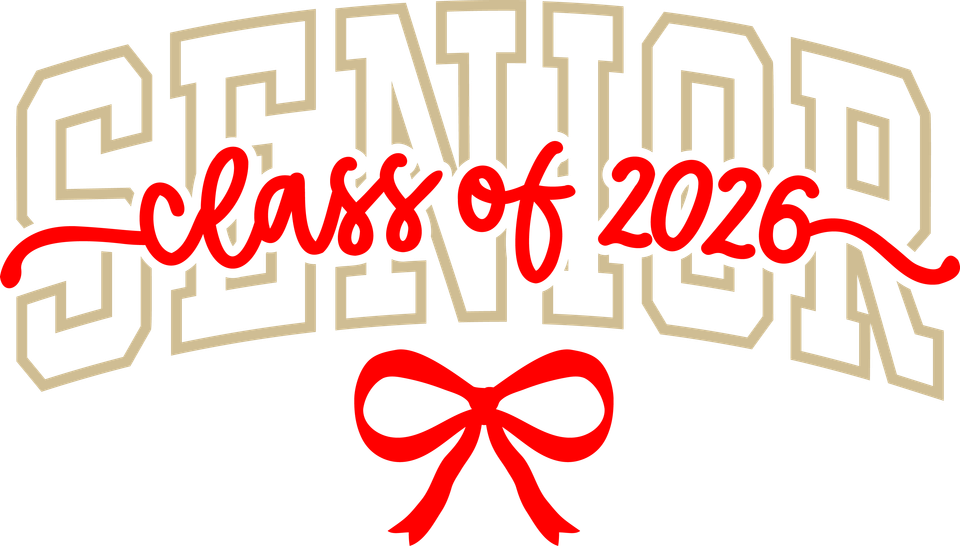 School   senior 2026 bow gold red