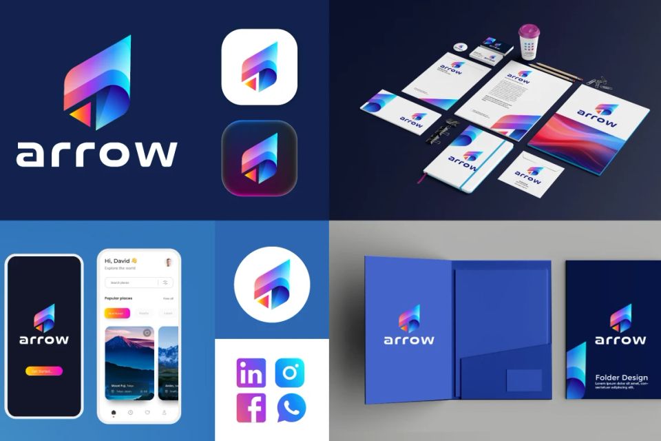 Do modern business logo design and brand identity with branding kit 1