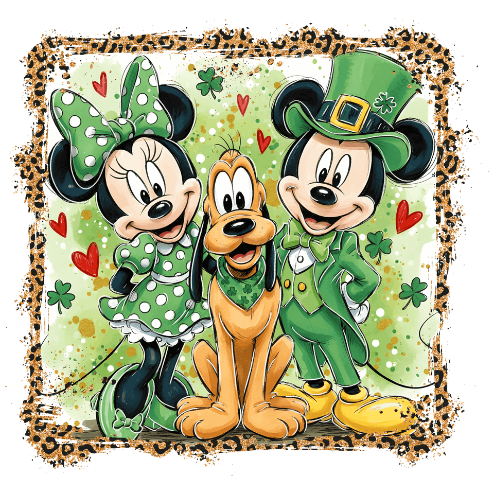 Stp   0081 mickey and minnie and pluto st patricks day