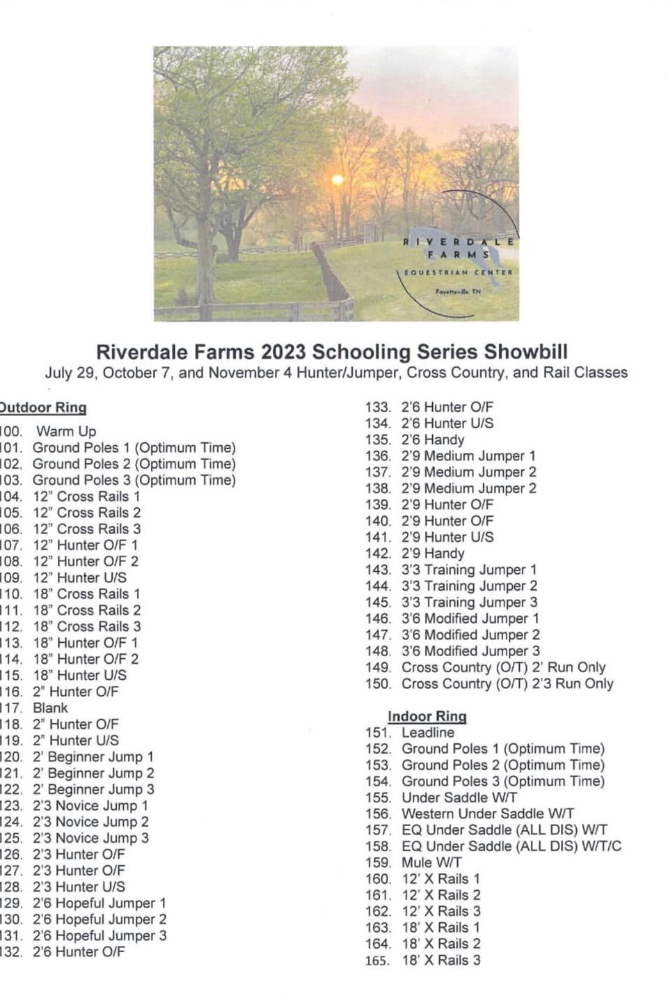 Riverdale farm showbill 2023