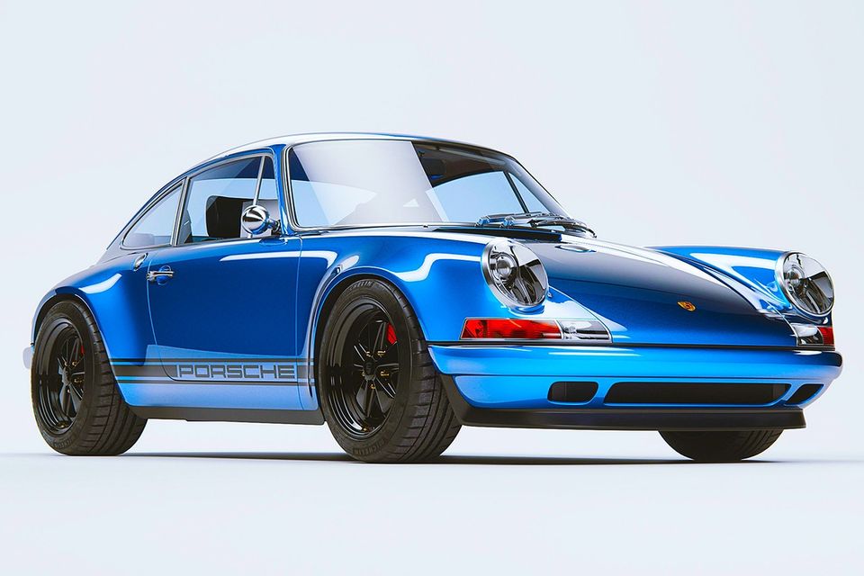 Image of a blue Porsche Coupe tubbed body work 