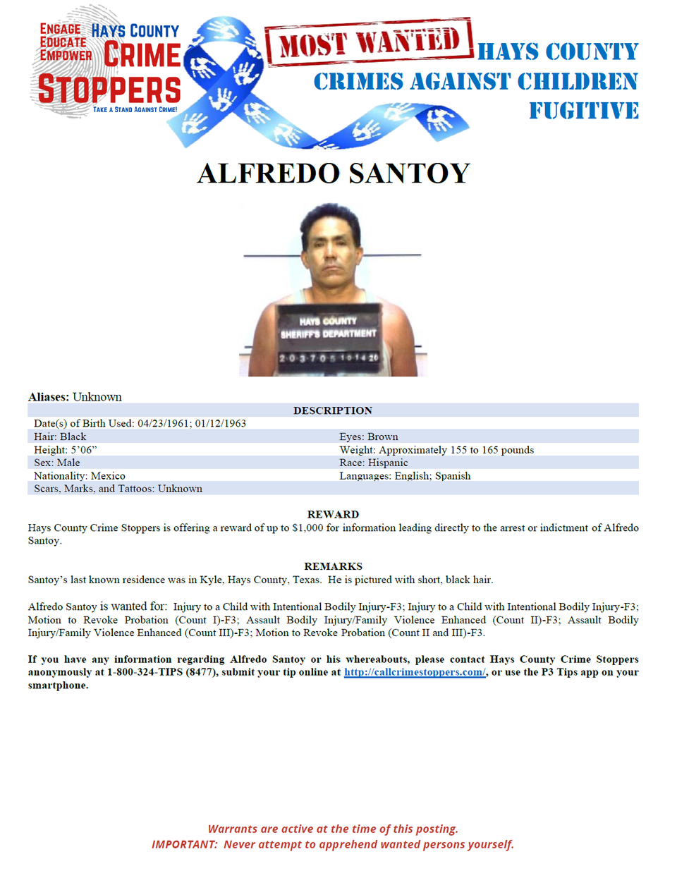 Santoy most wanted poster