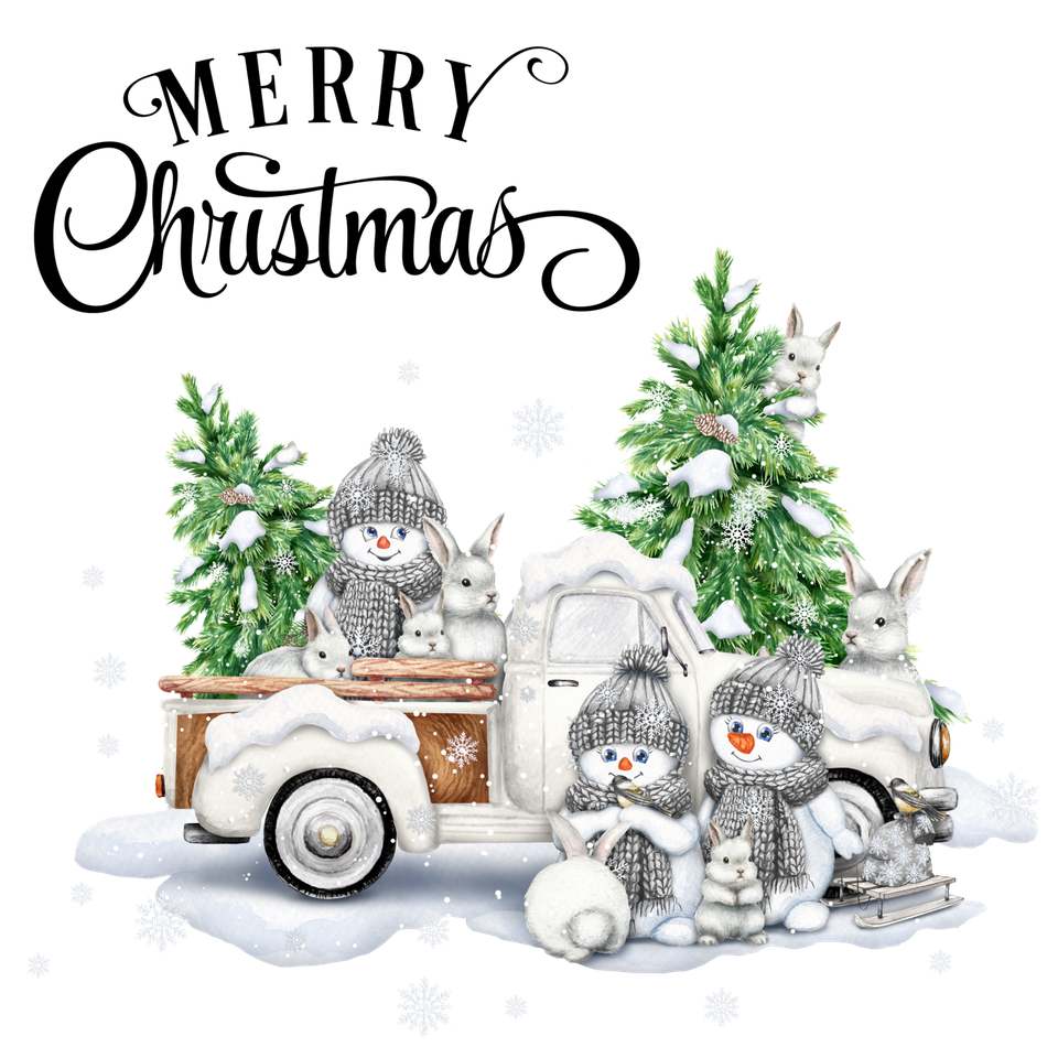 Seasons   christmas merry christmas snowman and truck