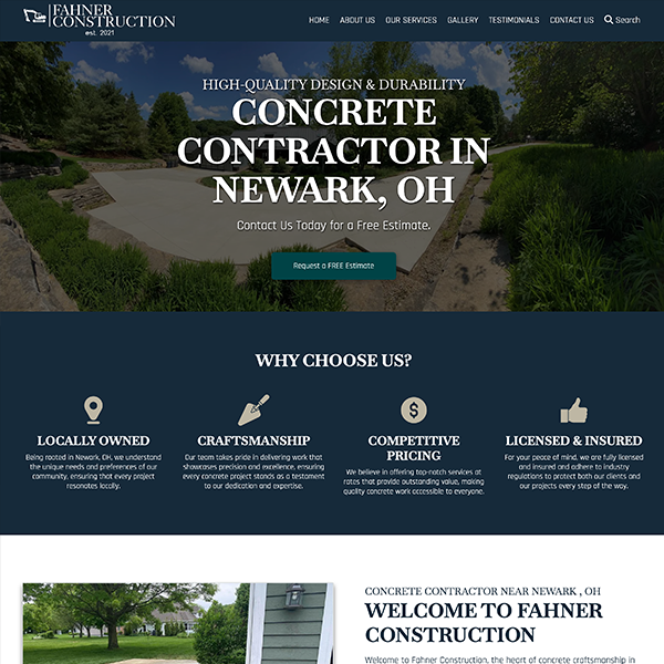 Fahner construction website design example