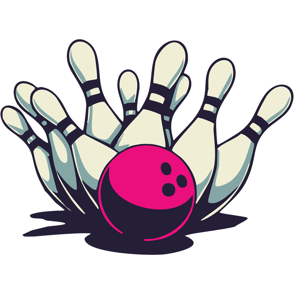 Bowling   pins with pink ball bowling 08