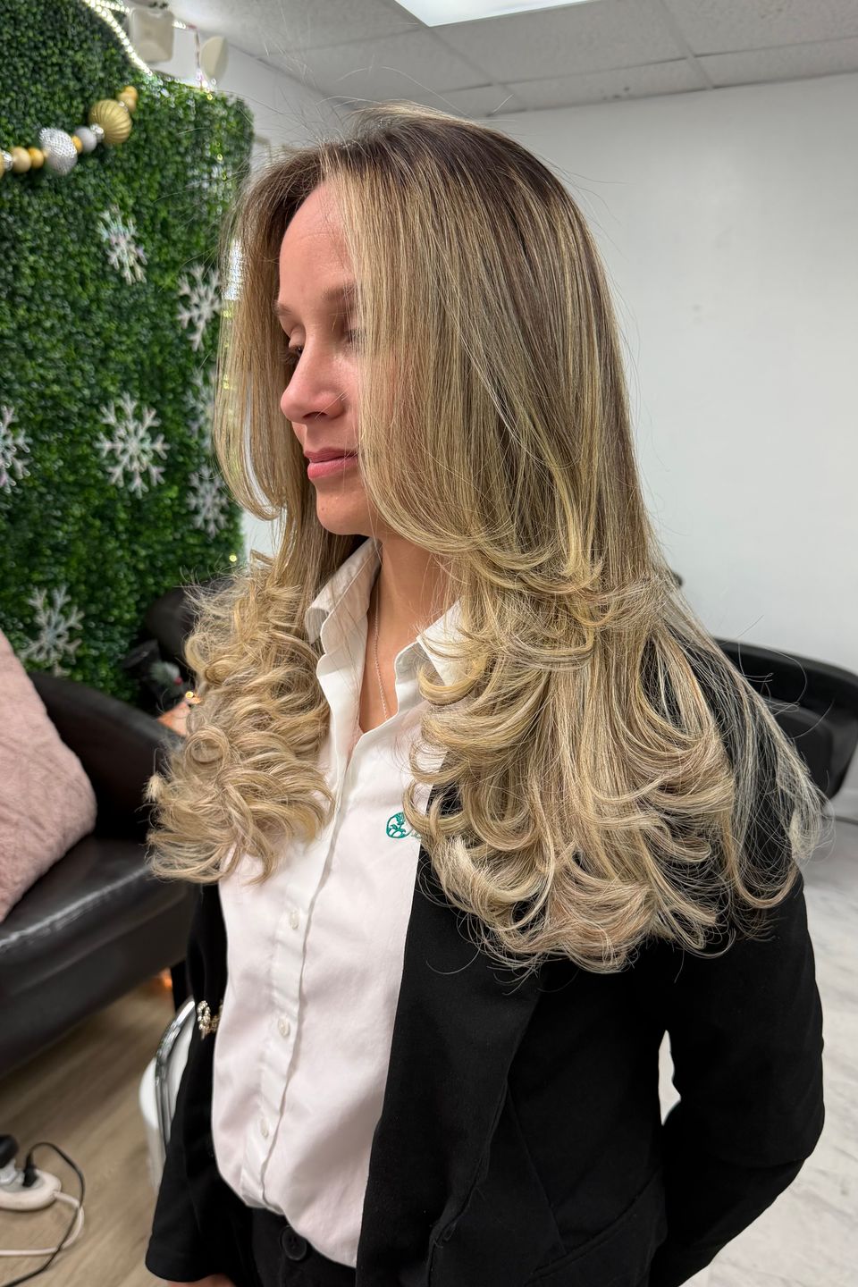 blonde with beautiful hair and curls