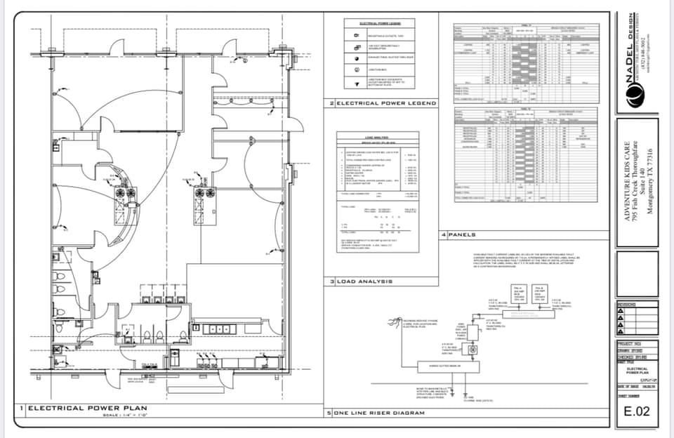 Electrical power plan for Adventure Kids Care project – Designed by Nadel Design