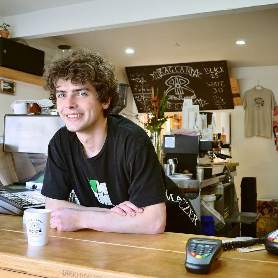 Barista wearing a heat transfer shirt 