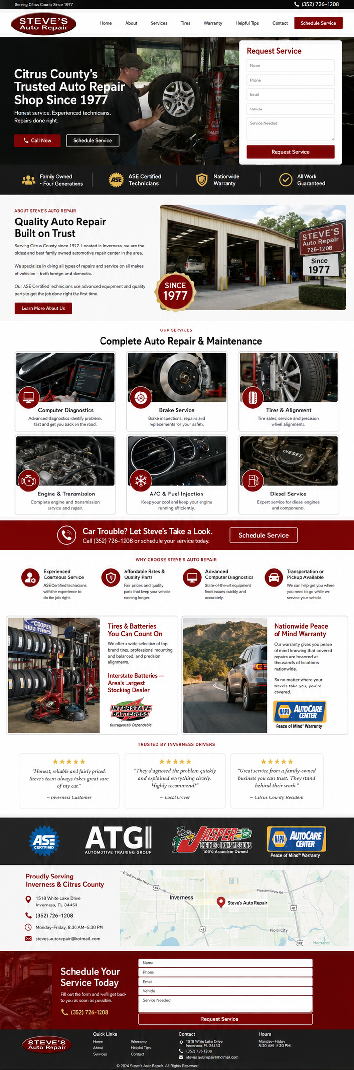 Steves auto repair mockup