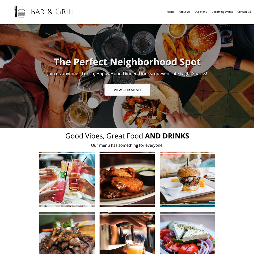 Bar grill website theme