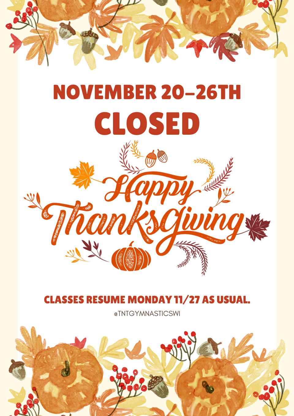 White and orange simple thanksgiving poster