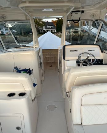 Marine seating in enclosed cabin