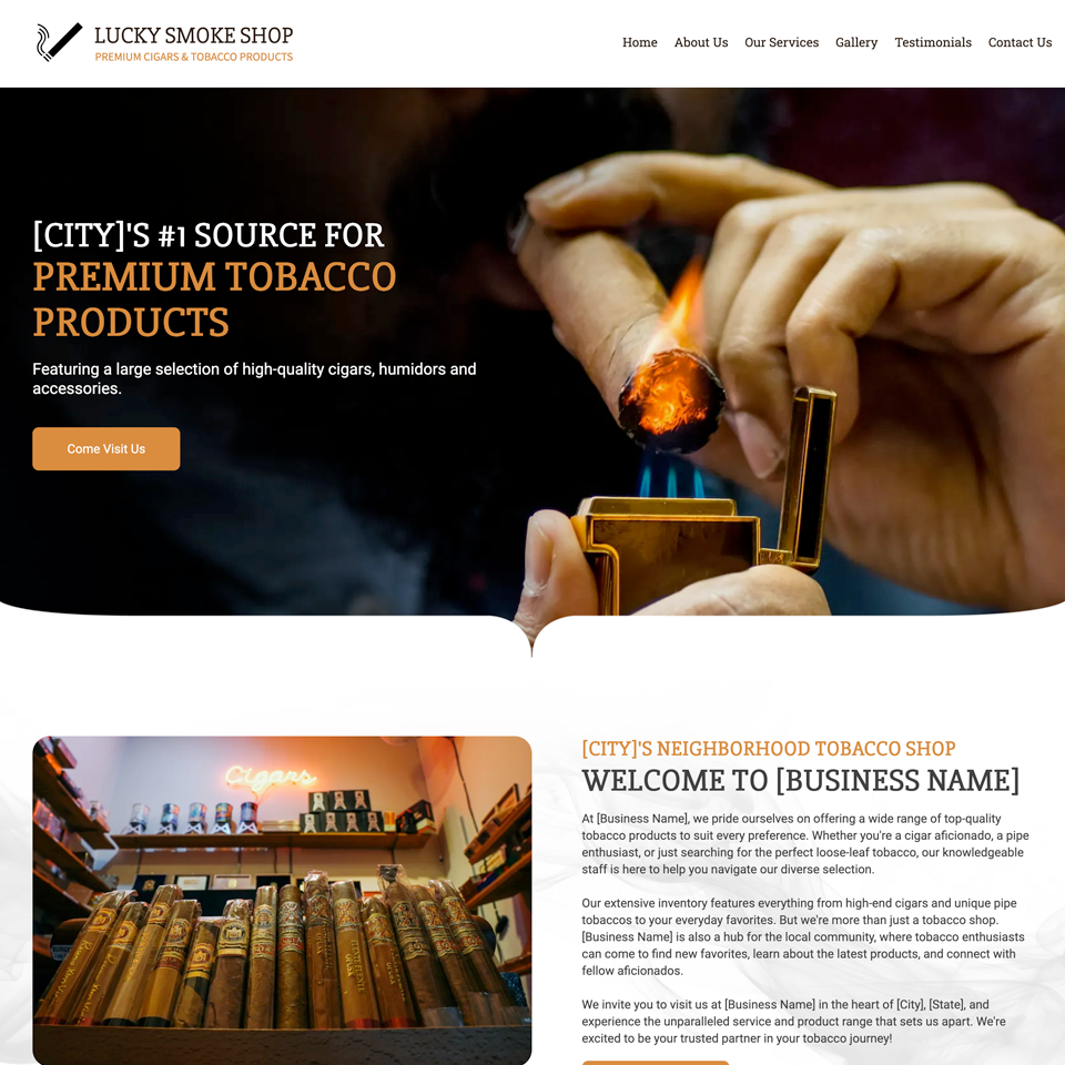 Tobacco shop website design theme