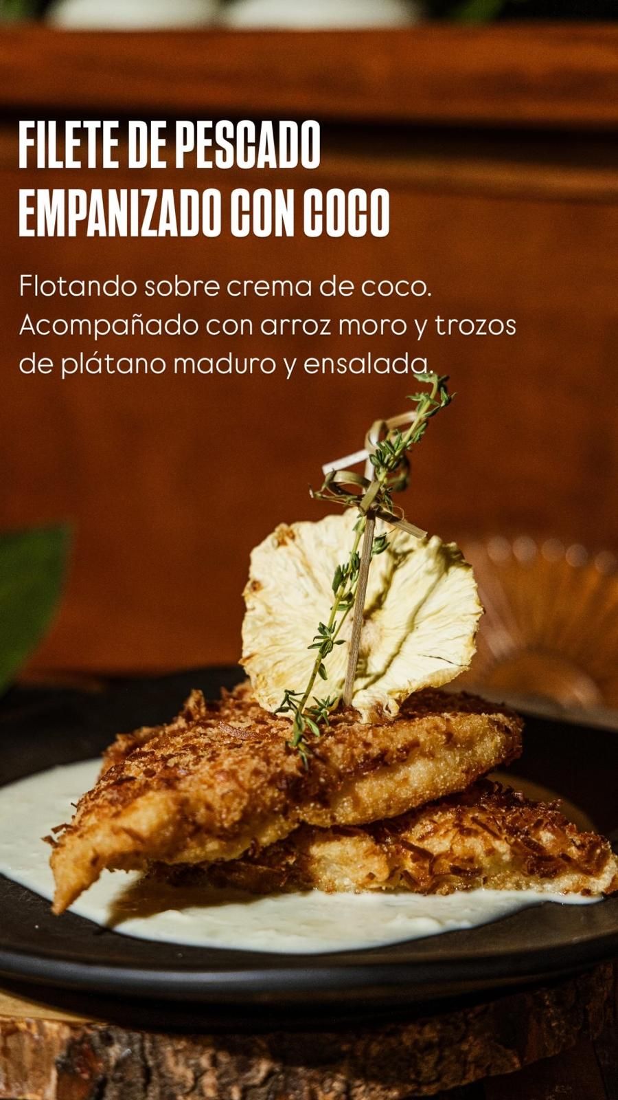 Filete de pescado empanizado con coco