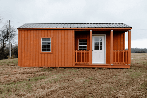 Corner porch cabin from Ed Sheds