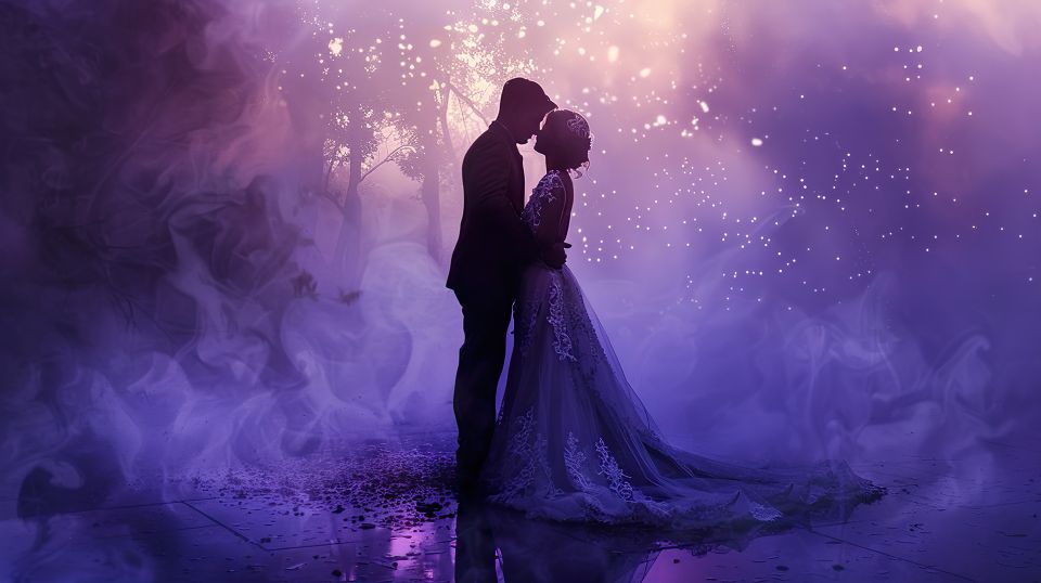 Couple purple purple is kissing rain2