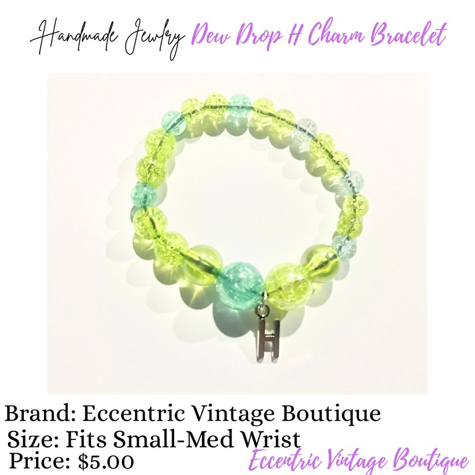 Dew drop h charm bracelet