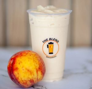 Sweet Peach smoothie made with oat milk, peach juice, peaches, and frozen yogurt.