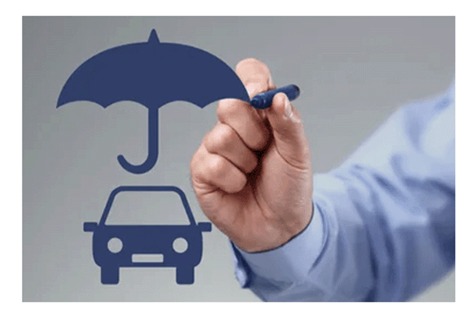 Man drawing car with umbrella