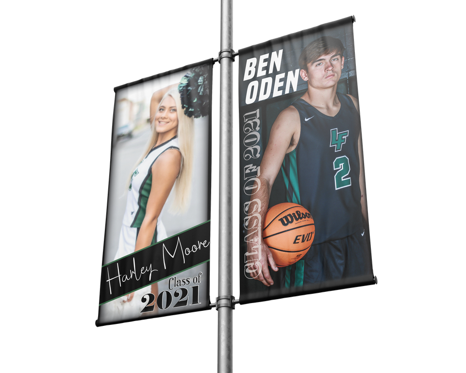Pole banner mock up two banners2no bg