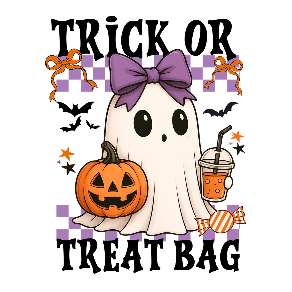 Bag   halloween trick or treat bag with girl ghost